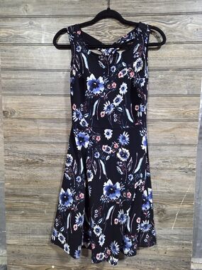Kaileigh Navy Blue Floral  Dress with Blue and Pink Flowers Size Large